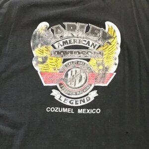 Vtg Cozumel Harley Davidson Black TShirt Caribbean Tropic XXL Motorcycles Biker